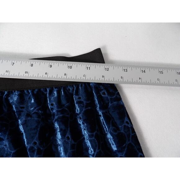 Comme Ca Ism Sz 9 Medium Velvet Skirt Blue Velvet Eyelet Cutout Elastic Stretch - Picture 12 of 16